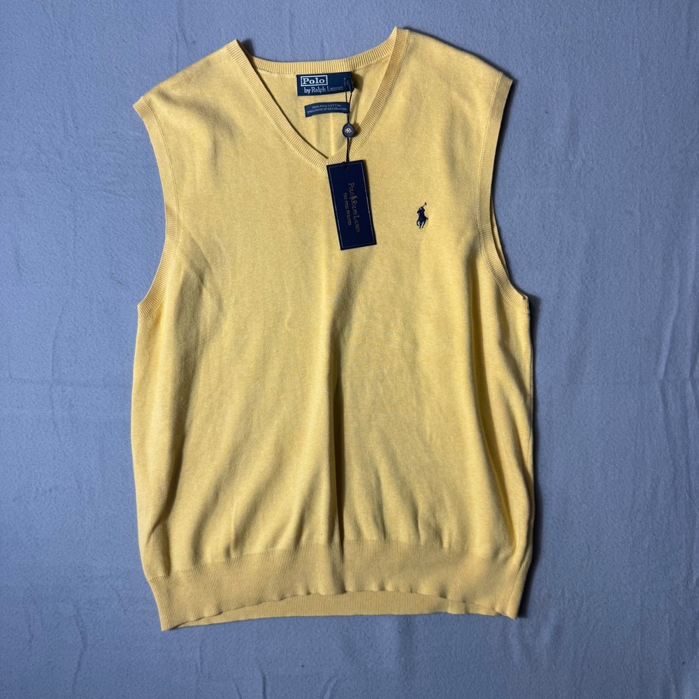Polo Ralph Lauren The Pima Sweater Vest Yellow V-Neck 0114622 VST SWT PVEST1 XL